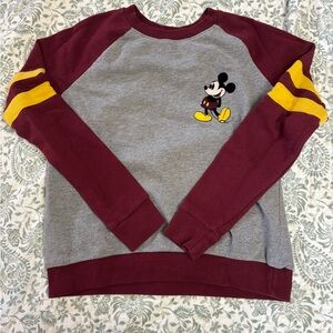 Mickey Mouse Raglan Sweatshirt in Maroon, Gray & Yellow